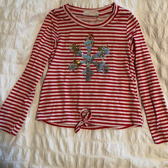 Girls sequin flip snowflake shirt 5 - Picture 1 of 2